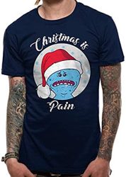 Rick és Morty Mr. Csicska "Christmas is Pain" póló (sötétkék, XL)