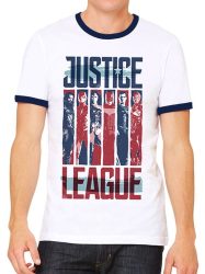 DC Justice League póló (fehér-színes, M)